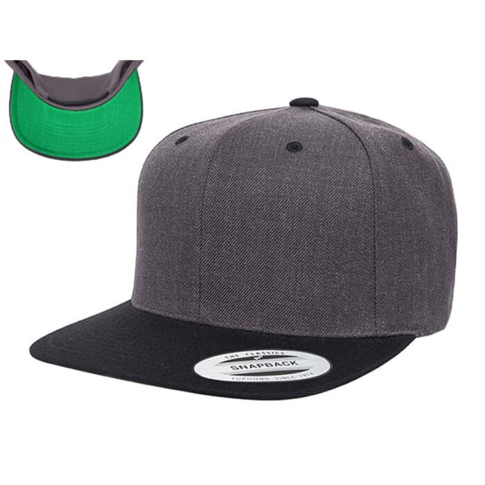 Flat Bill Snapback Cap (Green Undervisor) Thumbnail